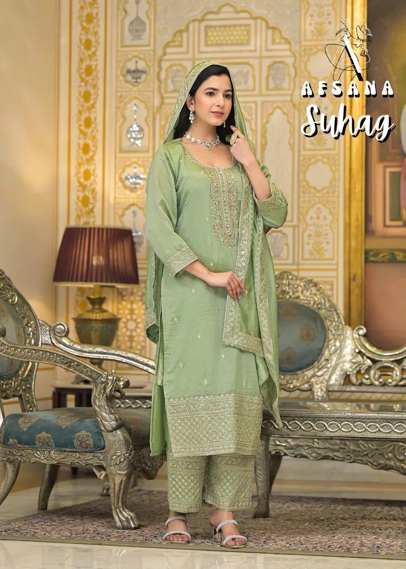Suhag By Afsana Vichitra Embroidery Readymade Suits Exporters In India